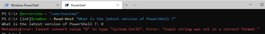 PowerShell 7 error message